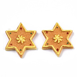 Dark Orange Opaque Resin Cabochons, Star, Dark Orange, 23x26~27x4.5mm
