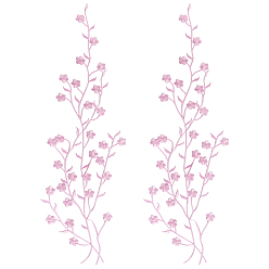 Pink Заплатки из полиэфирных ниток для вышивки цветов, прикрепляемые и пришиваемые утюгом, аппликации из ткани, розовые, 470x170x1.5 мм