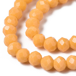 Goldenrod Opaque Solid Color Glass Beads Strands, Faceted, Rondelle, Goldenrod, 4x3mm, Hole: 0.4mm, about 123~127pcs/strand, 17~17.5 inch(43~44cm)