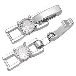 Платина 10шт. стойка покрытие латунь микропаве прозрачный кубический цирконий складные застежки, долговечный, без свинца и без кадмия, прямоугольные, платина, 21.5x5.5x4 мм, отверстие : 3.5x3 мм