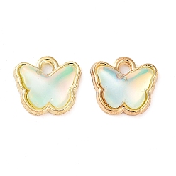 Нектар Стеклянные подвески из сплава для крепления в стойку, бабочка, золотые, нектар, 9x9.5x3.5 мм, отверстие : 1 мм