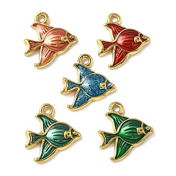 (52) Непрозрачная лаванда 304 нержавеющей стальной эмали подвески, очарование рыбы, ионное покрытие (ip), реальный 18 k позолоченный, разноцветные, 18x16x2.5 мм, отверстие : 1.6 мм