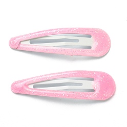 Бледно-Розовый Милые заколки для волос с железной защелкой, с эмалью и пудрой, слеза, для детей, розовый жемчуг, 48.5x14x2 мм