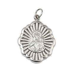 Нержавеющая Сталь Цвет Тема Девы Марии 304 подвески из нержавеющей стали, овальные, без кадмия, без никеля и без свинца, цвет нержавеющей стали, 23x17x2 мм, отверстие : 4 мм