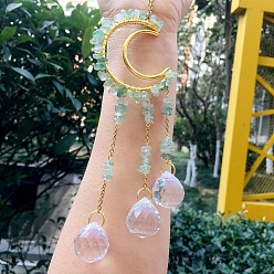 Другие Кварцы Металлические подвески со стеклянными украшениями, с кварцевым чипом, луна и слеза, 210~230 мм