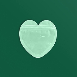 Бледно-Зеленый OPP упаковка пакеты с застежкой-молнией, с чистым окном, верхние пакеты с самозапечатыванием, сердце, бледно-зеленый, 10x10 см, односторонняя толщина: 2.7 мил(0.07мм)