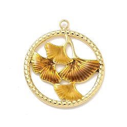 Ring 304 нержавеющей стальной эмали подвески, вакуумное покрытие pvd, реальный 18 k позолоченный, кольцо с подвеской в виде кленового листа, 21.5x19x1.5 мм, отверстие : 1.5 мм