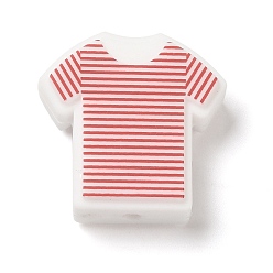 Красный Силиконовые фокусные шарики, футболка, красные, 26x26x8 мм, отверстие : 2 мм