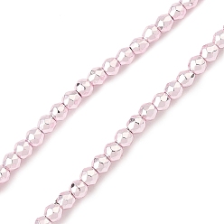 Розовое Покрытие Гальванические нити из синтетических немагнитных гематитовых бусин, граненые, круглые, розовый покрытием, 2 мм, отверстие : 0.6 мм, около 191~194 шт / нитка, 15.20~15.47'' (38.6~39.3 см)