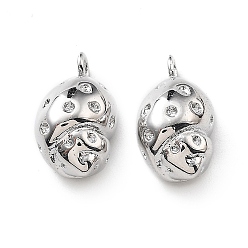 Платинированный Латунные подвески, без кадмия, без никеля и без свинца, подвески в форме ракушек, Реальная платина, 15.5x8x7.5 мм, отверстие : 1.4 мм