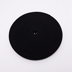 Negro Cordón elástico de resistencia de poliéster, cinta overlock, negro, 15x1 mm, 30 yardas / rodillo