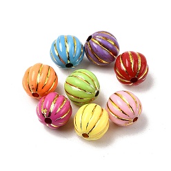 (52) Непрозрачная лаванда Непрозрачные акриловые бусины, золотой металл обвитыми, тыква, разноцветные, 11.5x12x11.5 мм, отверстие : 2 мм, Около 625 шт / 500 г