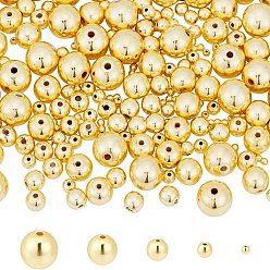 Golden Plated 380Pcs 5 Sizes Electroplate Non-magnetic Synthetic Hematite Beads, Round, Golden Plated, 4~10x9mm, Hole: 1~1.5mm
