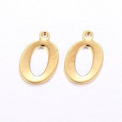 Letter O 201 подвески из нержавеющей стали, буквы, золотые, letter.o, 14x9x1 мм, отверстие : 1 мм