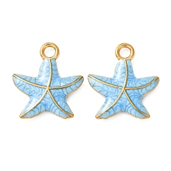 Темно-Голубой 304 нержавеющей стальной эмали подвески, прелести морская звезда, ионное покрытие (ip), реальный 18 k позолоченный, глубокое синее небо, 22x19.5x3 мм, отверстие : 2.5 мм