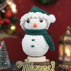 Snowman Christmas DIY Knitting Kits for Beginners, including Stuffing Cotton, Crochet Hook, Stitch Marker, Craft Eye & Nose, Cored Cotton Thread, Snowman, 150x110x80mm