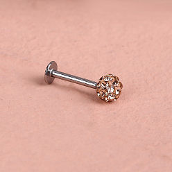 Легкий Копченый Топаз 316l хирургические лабреты из нержавеющей стали с круглым шариком без резьбы, с полимерной глиной горный хрусталь, цвет нержавеющей стали, свет курил топазом, 8 мм, штифты : 1.2 мм, Руководитель: 4 mm