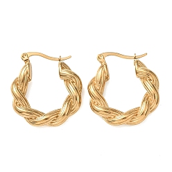 Золотой Железное покрытие (IP) 304 серьги-кольца из нержавеющей стали, долговечный, кольцо из веревки, золотые, 28x25x5 мм