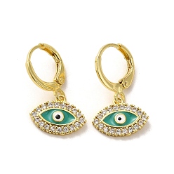 Horse Eye Серьги-подвески из золотой латуни с застежкой-крючком, символизирующие сглаз, с эмалью и фианитами, лошадиный глаз , 23.5x13.5 мм
