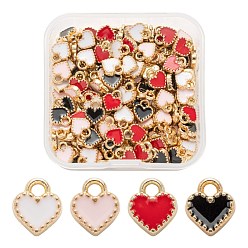Gemischte Farbe 200 Stück 4 Farben hellgoldene Legierung Emaille Charms, cadmiumfrei und bleifrei, Herz, Gemischte Farbe, 8.5x7.5x2 mm, Bohrung: 1.6 mm, 4 Farben, 50 Stk. je Farbe