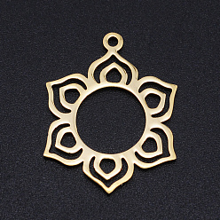 Золотой 304 подвески из нержавеющей стали, подвески для лазерной резки, цветок, золотые, 25x19.5x1 мм, отверстие : 1.5 мм