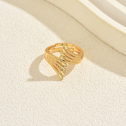 Rhombus Brass Cuff Open Rings for Women, Real 18K Gold Plated, Rhombus, 16mm~20mm