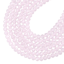 Pink Glasperlen Stränge, Nachahmung Jade Glasperlen, facettiert, Rondell, rosa, 4 mm, Bohrung: 1 mm, ca. 107 Stk. / Strang, 16.8 Zoll, 6strand / box