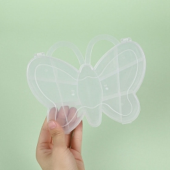 Butterfly Transparent Plastic Grid Bead Containers, with Hinged Lid, 13 Grids, Butterfly, 14.5x18x3cm