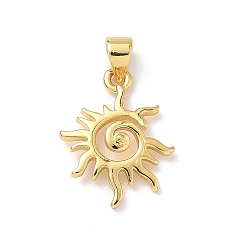 Настоящее золото 18K Латунные подвески, солнце, реальный 18 k позолоченный, 19.5x14x1.5 мм, отверстие : 4.5x3.5 мм