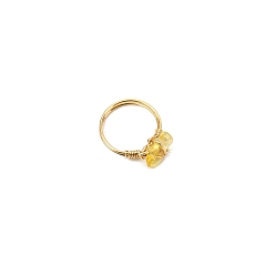Citrin Ringe aus natürlichen Citrinnuggets, Messingschmuck für Damen Herren, golden, Innendurchmesser: 18 mm