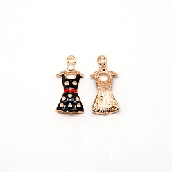 Schwarz Zinklegierung Emaille penadnt, Kleid, Schwarz, 25.5x11.5x3.5 mm, Bohrung: 2 mm