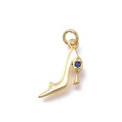 Королевский синий Латунные микро проложить кубического циркония подвески, подвески на высоких каблуках, без кадмия и без свинца, стойки покрытие, долговечный, реальный 18 k позолоченный, с целью перехода в кольце, королевский синий, 13x17x3 мм, отверстие : 3.5 мм