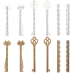 (52) Непрозрачная лаванда 12шт 6 стиль тибетский стиль линейки сплава, ключ, кошка и шнурок, разноцветные, 12.45~13.8x1.2~2.8x0.15 см, 2 шт / стиль