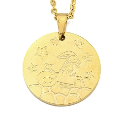 Capricorn Constellation Pendant Necklaces, 201 Stainless Steel Cable Chain Necklaces, Capricorn, 19.96 inch(50.7cm)