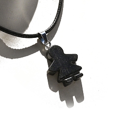 Обсидиан Природные подвески обсидиана, очарование девушки, платина, 20x16x5 мм