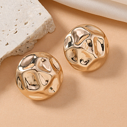 Half Round Железные серьги-гвоздики неправильной формы, золотые, кованый текстурированный, полукруглый, 10x32 мм