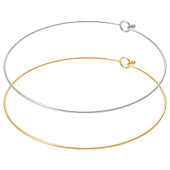 Золотой & Цвет Нержавеющей Стали 2шт. 2 цвета, жесткий чокер из нержавеющей стали для изготовления, золотые и нержавеющая сталь цвет, внутренний диаметр: 5.71 дюйм (14.5 см), 2~8 мм, 1 шт / цвет