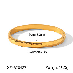 Real 18K Gold Plated 304 Stainless Steel Textured Open Hinged Cuff Bangles for Women, Real 18K Gold Plated, Inner Diameter: 2.36 inch(6cm)