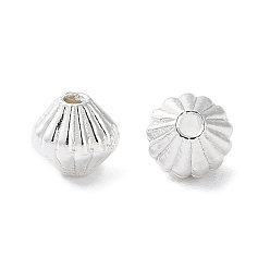 Серебро Бусины разделители из сплава , долговечный, желобчатый, двухконусные, серебряные, 5.3x5 мм, отверстие : 1.2 мм