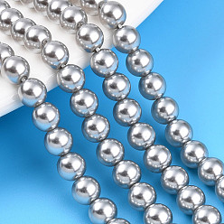 Гейнсборо Выпечка из окрашенного перламутрового стекла жемчужные бусинки, круглые, светло-серые, 6 мм, отверстие : 0.8 мм, около 69~70 шт / нитка, 15.75~15.94 дюйм (40~40.5 см)