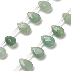 Green Aventurine Natural Green Aventurinee Beads Strands, Faceted, Teardrop, Top Drilled, 9x6x4mm, Hole: 0.8mm, about 30~32pcs/strand, 16.54''(42cm)