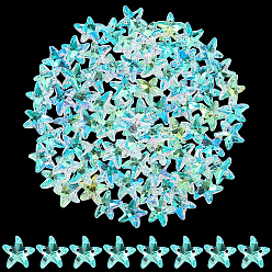 Estrella 80 piezas de colgantes conectores de vidrio facetado transparente, claro ab, estrella, 14x14.5~15x6.5 mm, agujero: 1.2 mm