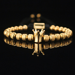 Crown 304 браслеты из плетеных бусин из нержавеющей стали, золотые, корона, 7-1/8 дюйм (18 см)