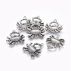 С Покрытием Тайского  Серебра Соединители из сплава в тибетском стиле, без свинца, без никеля и без кадмия, краб, Таиланд, стерлинговое серебро, покрытие, 25x22.5x3 мм, отверстие : 1.8 мм