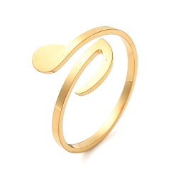 Настоящее золото 18K 304 открытые манжеты из нержавеющей стали для женщин, музыкальная нота, реальный 18 k позолоченный, внутренний диаметр: 19 мм