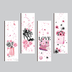 Pink Вертикальный деревянный настенный светильник на заказ, для украшения стен спальни в домашней комнате, лист, розовые, 300x100x4.5 мм, отверстие : 7.5x10.5 мм