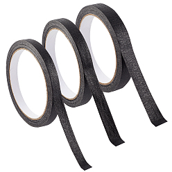 Черный 3 рулоны 3 цвета гофрированная бумага малярная лента, клейкая лента текстурированная бумага, для покраски, упаковка и защита окон, чёрные, 10~15 мм, около 20 м / рулон, 1 рулон / цвет