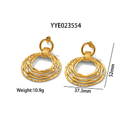 Ring Модные нестандартные 304 серьги-гвоздики из нержавеющей стали для женщин, золотые, золотые, 52x37.3 мм