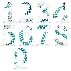 Dark Turquoise Leaf Pattern Acrylic Digital Seat Board Seat Card, for Wedding, Restaurant, Birthday Party Table Decorations, Dark Turquoise, 60x80x115~120mm