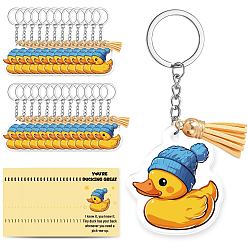 Утка Сделай сам наборы для ключей, включая акриловые подвески, брелок кольца, подвесные украшения с кисточками и картонные карточки для демонстрации украшений, утка, 84x47 мм, 25 шт / комплект